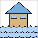 Icon Ueberschwemmung- Haus im Wasser
